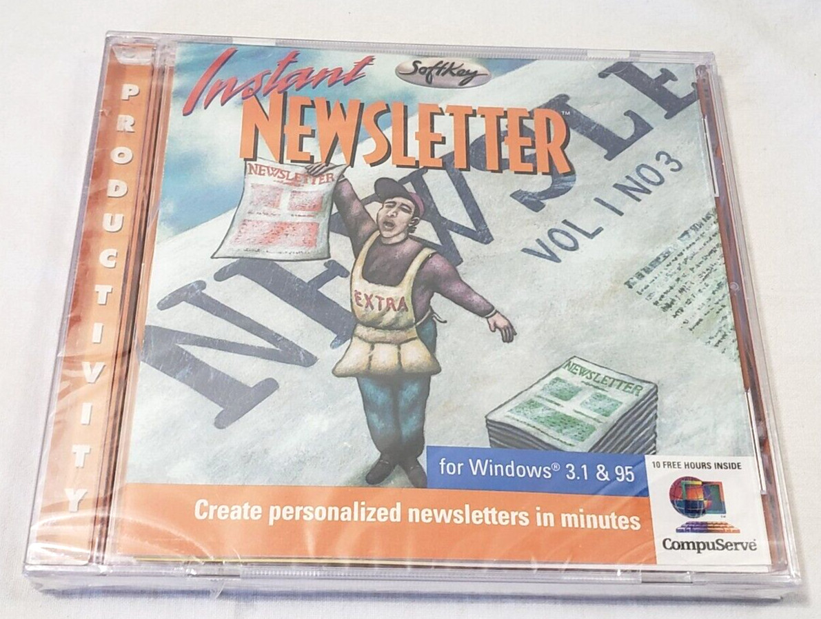 Softkey Instant Newsletter Cd-Rom For Windows New/ Sealed 1996 Create Letters