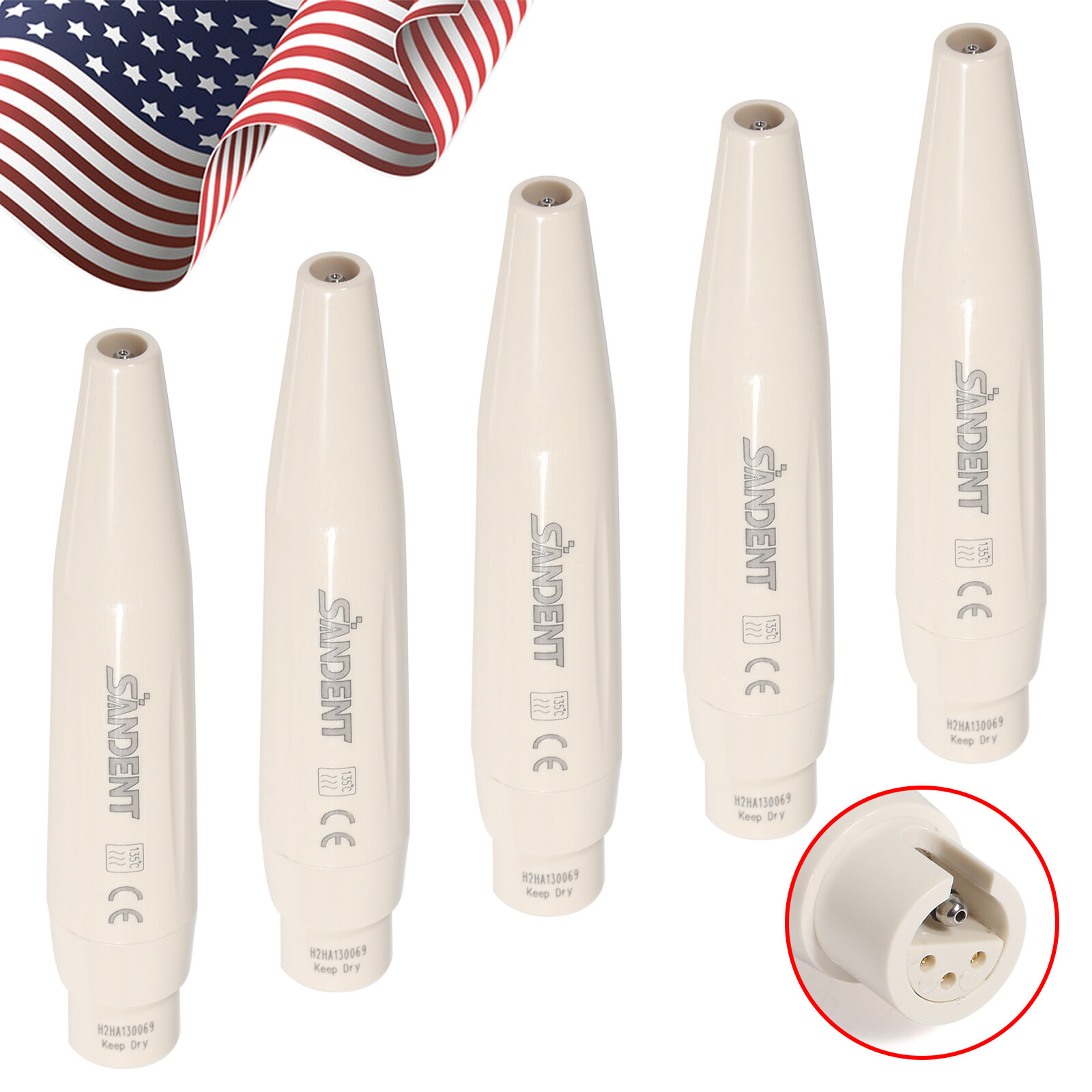 5 Dental Ultrasonic Piezo Scaler Handpiece For DTE/SATELEC Cavitron Detachable