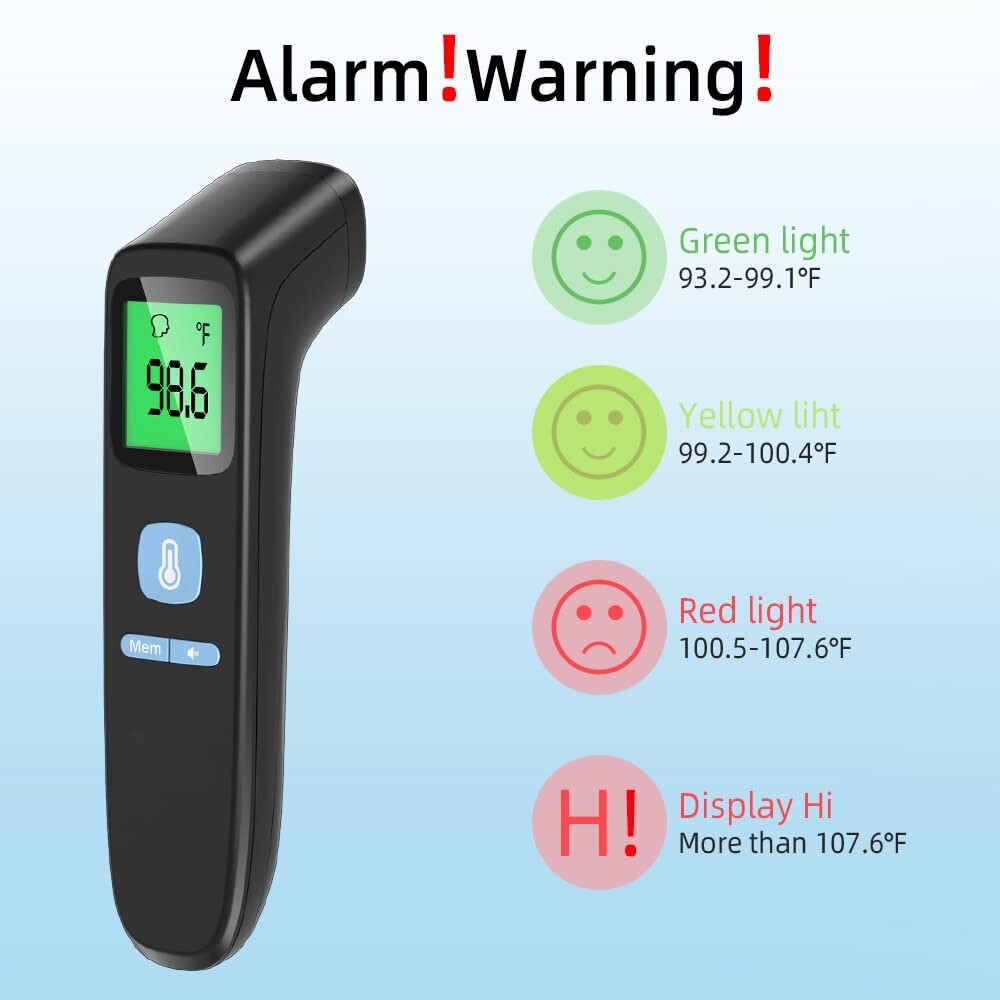 Thermometer Adults Kids Baby Digital Infrared Non-Contact Fever Alarm Memory LCD