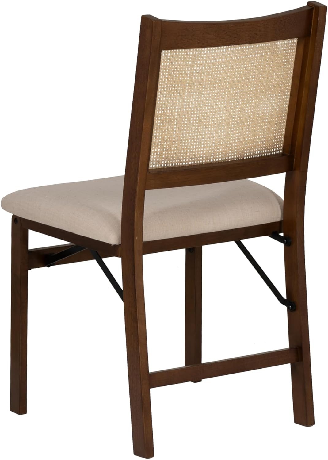 Stylish Brown Rattan Cane Foldable Wooden Dining Side Chair - Fully Assembled