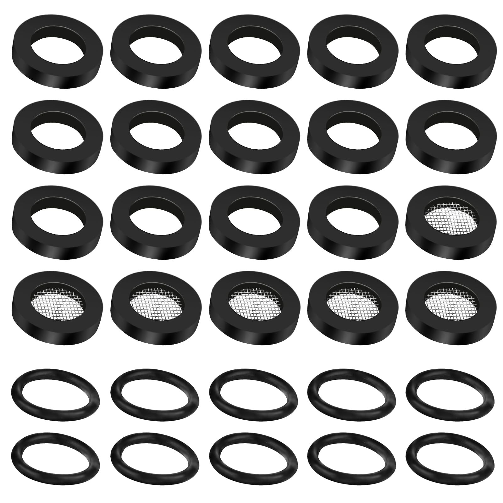 30 Pcs Shower Head Gasket, Hose Rubber Washer with Wire Mesh, Shower Head Filter