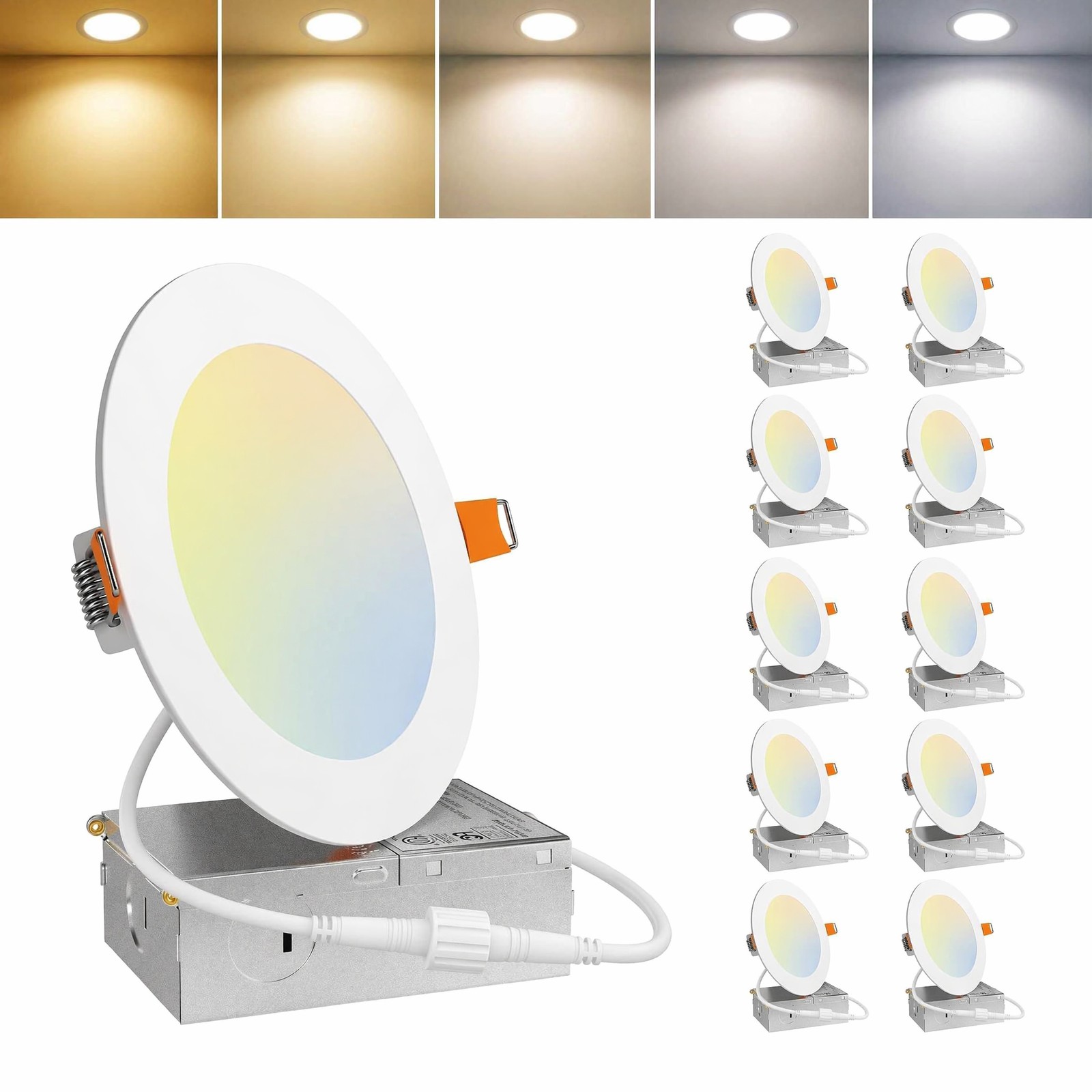 12 Pack 4 Inch 5CCT LED Recessed Ceiling Dimmable Panel Light with Junction Box