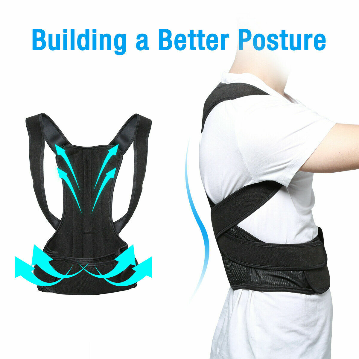 Adjustable Posture Corrector Low Back Support Shoulder Brace Belt for Men Women