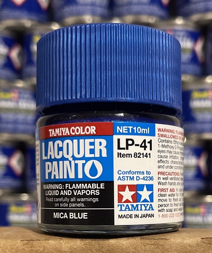 Tamiya Color lacquer color LP-41, Mica Blue.