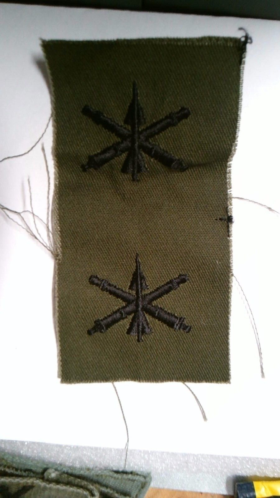 MILITARY PATCH SET OF 2 OLDER SEW ON OD GREEN US ARMY AIR DEFENSE ARTILLERY ADA