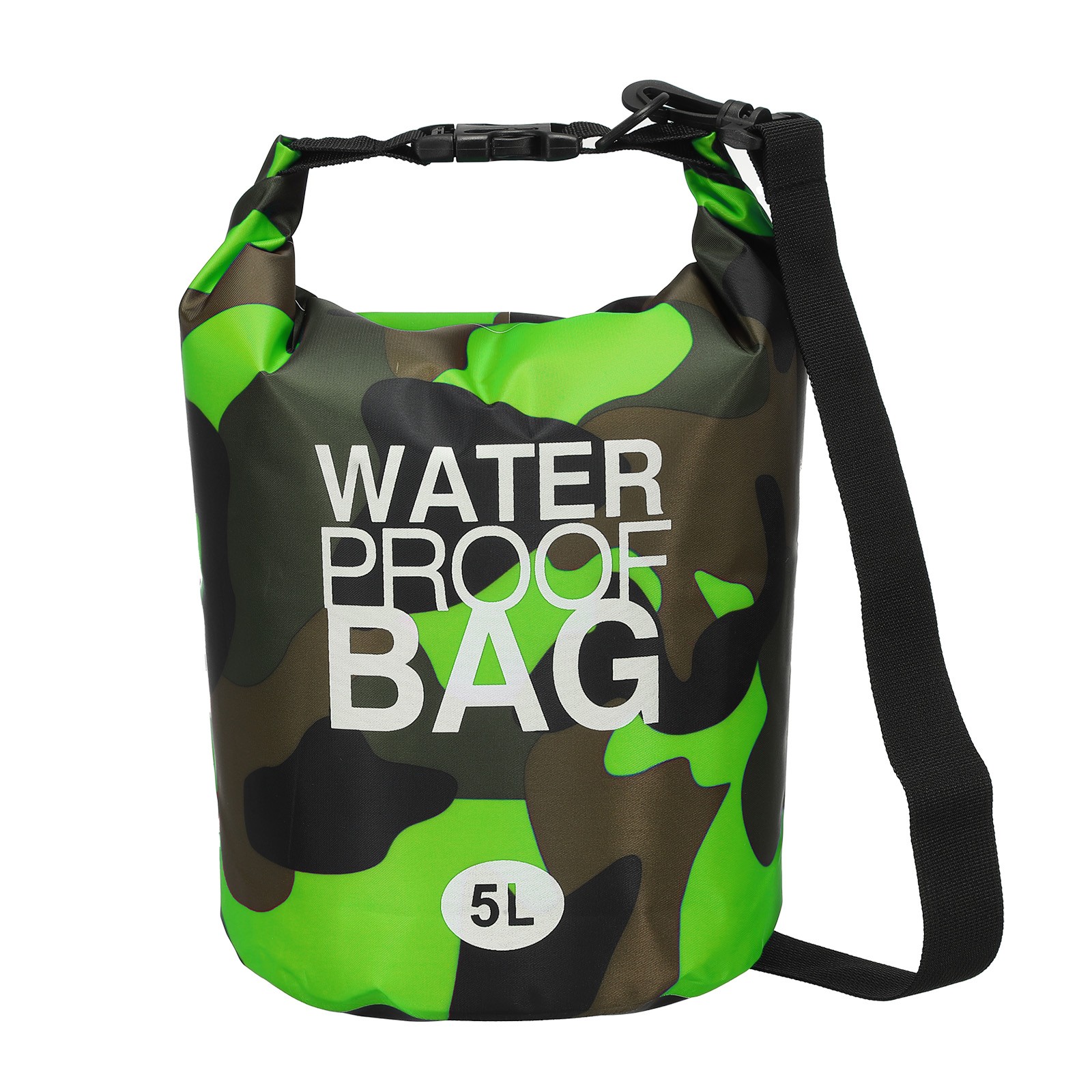 Waterproof Dry Bag, 5L Water Proof Bags with Whistle (1 Pack, Green Camouflage)