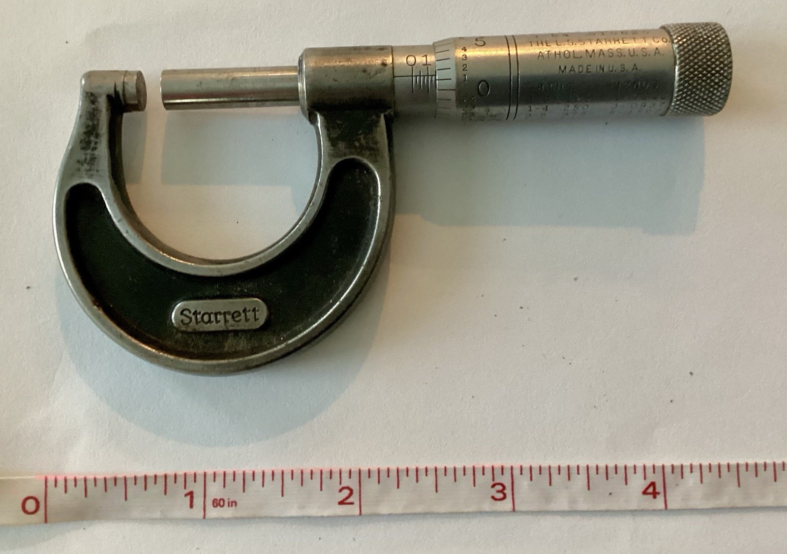 Vintage Starrett No 436 0-1 Inch Micrometer USA