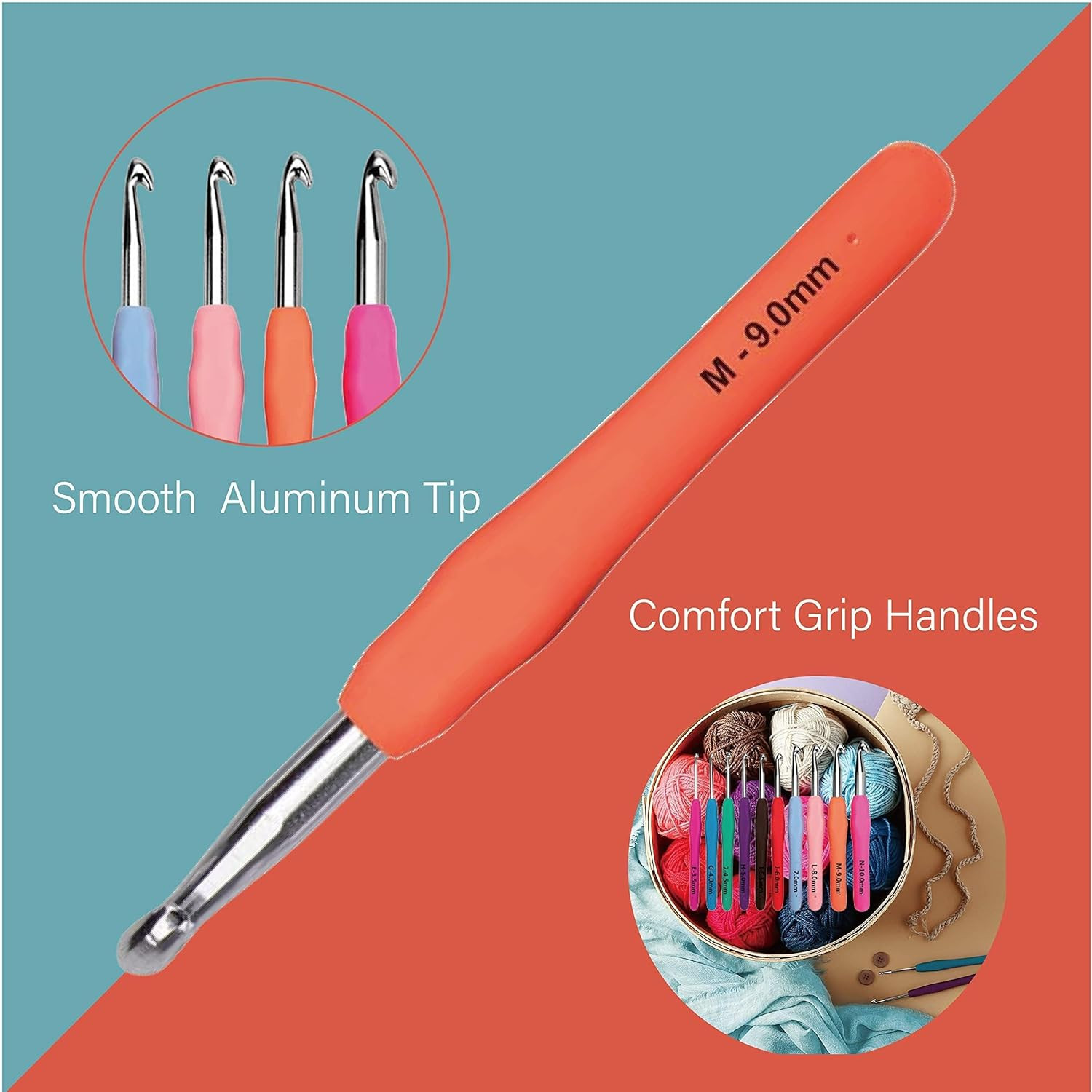 20 Sizes Crochet Hooks 0.5Mm-10Mm, Ergonomic Crochet Hooks Set with Case for Art