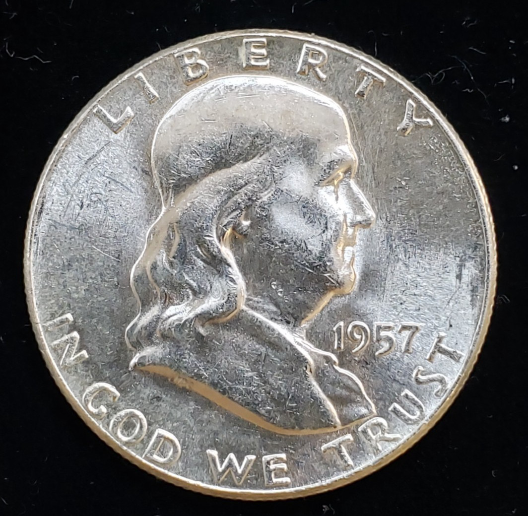 1957 Franklin Half Dollar AU 90% Silver