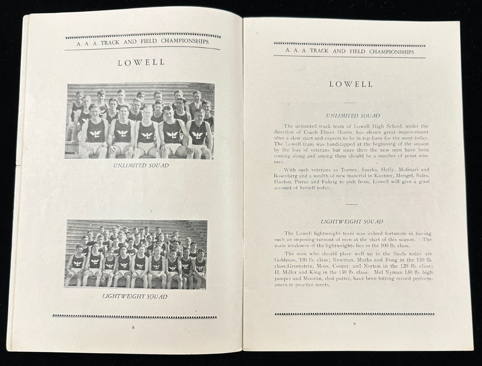 1929 SF High School AAA Track and Field Championships Official Program