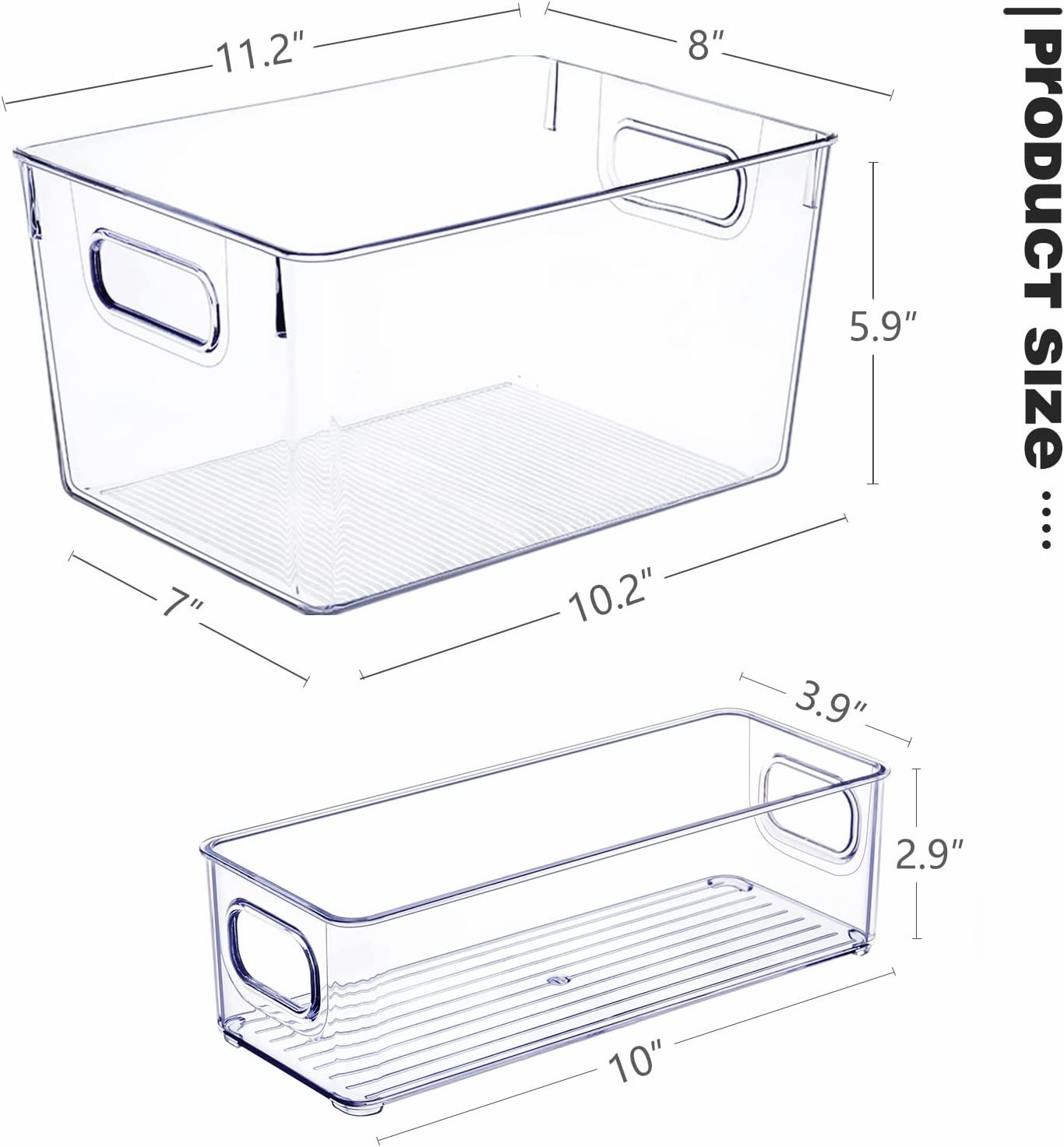 Clear Plastic Storage Bins 8 Set 4 Large & 4 Small Stackable Storage Containers
