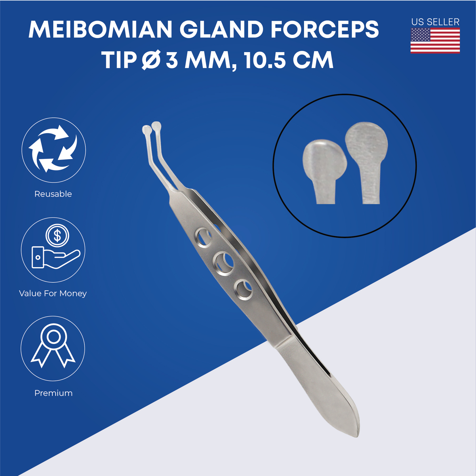 Solid Meibomian Gland Forceps C Collins Expressor Dry Eye Lid Massage Ophthalmic
