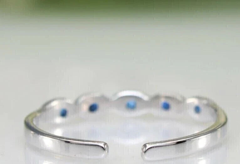 Lab Created Sapphire Women's Adjustable Toe Ring Solid Metal 925 Sterling Silver