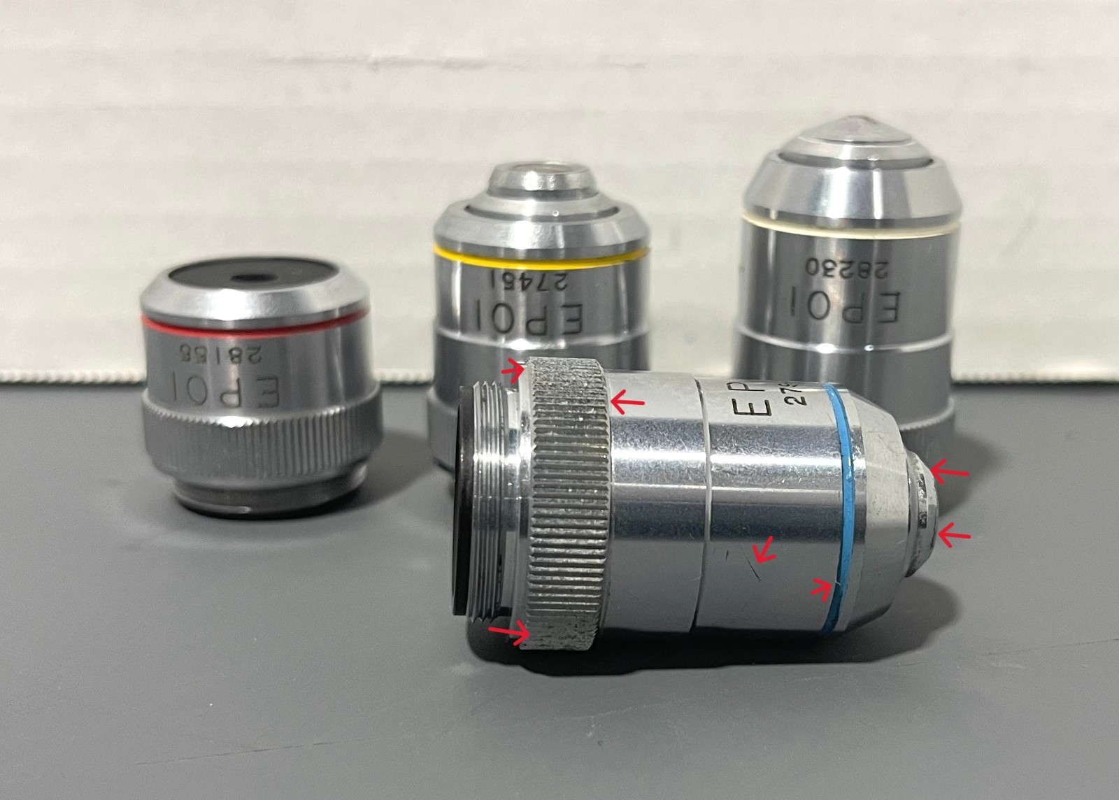 Mixed Lot of EPOI 4/0.13 10/0.25 40/0.65 OiL 100/1.25 Microscope Objectives