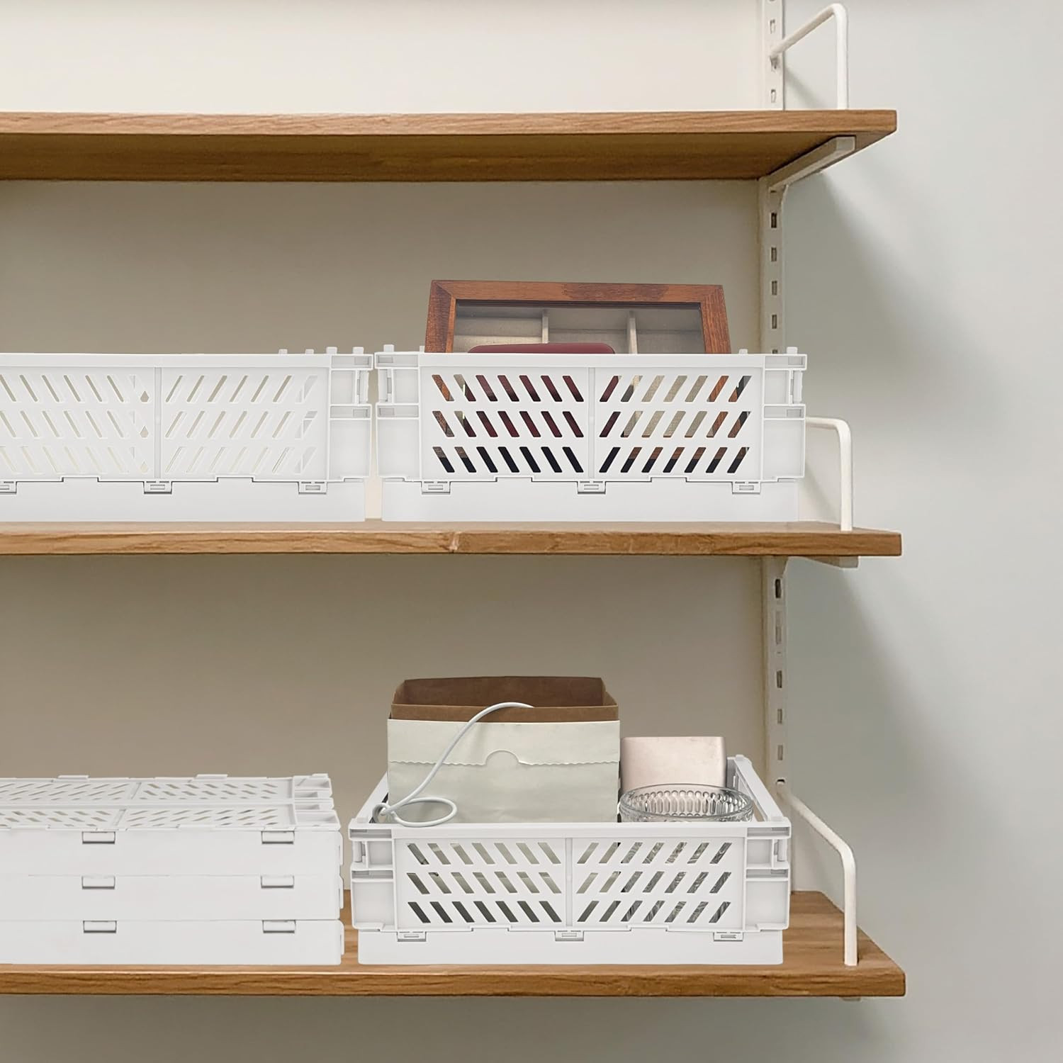2 Pack Mini Foldable Small Plastic Baskets for Organizing and Storage，Collapsibl