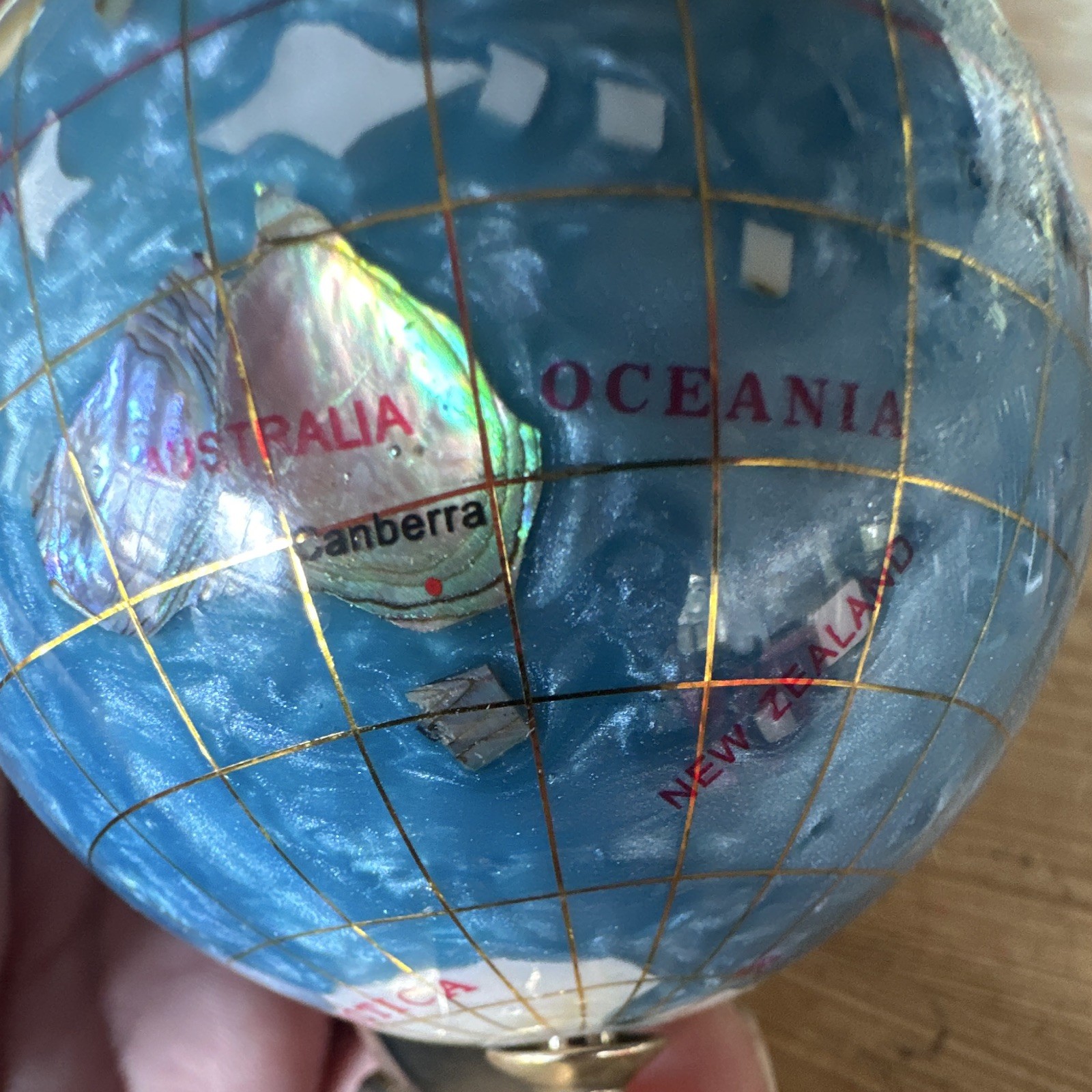 Tabletop Rotating World Globe, Blue, Decorative Metallic Metal Base Stand