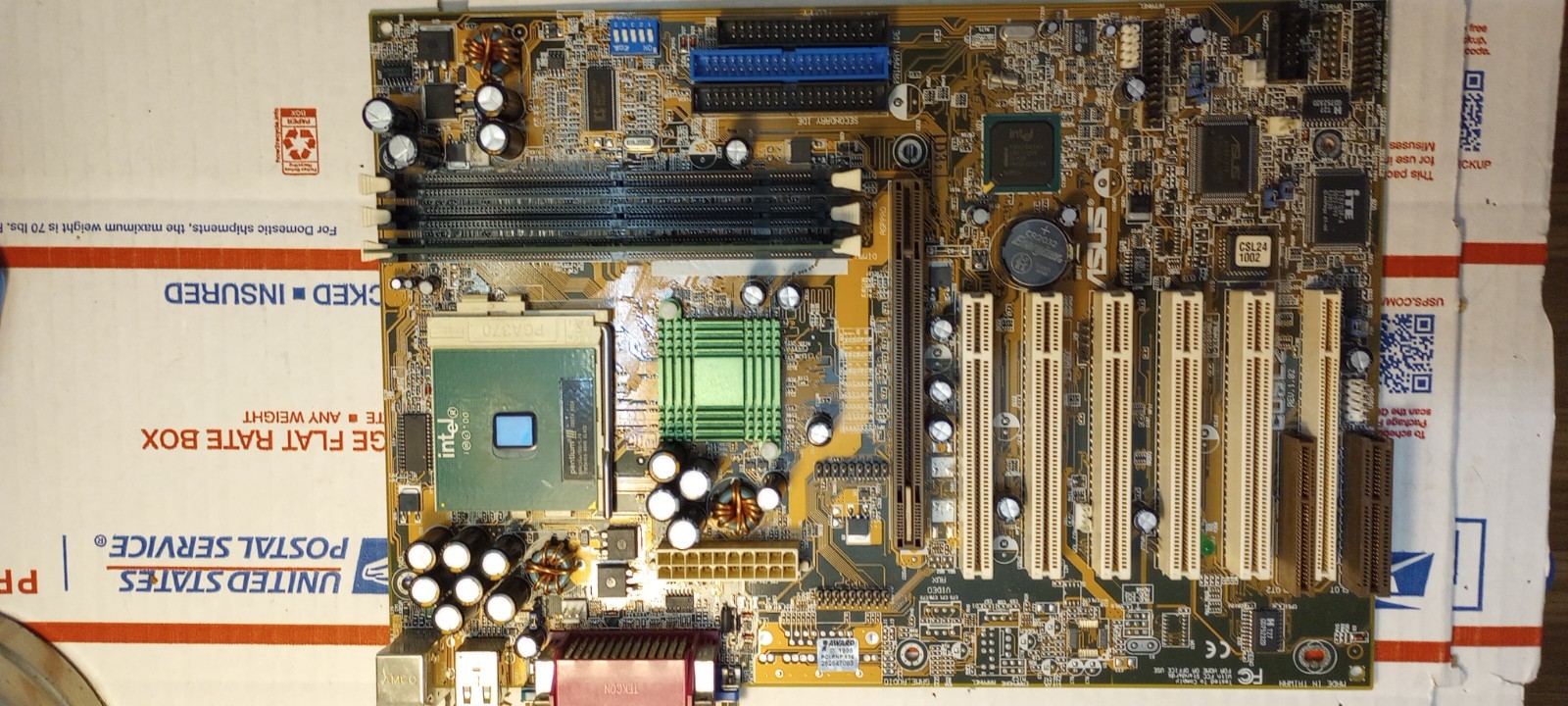 Vintage ASUS CUSL2  Socket 370 Motherboard and CPU