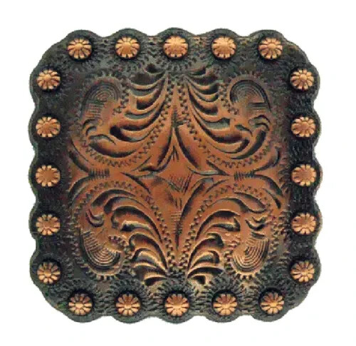 Western Equestrian Cowboy Tack (6) Square Copper Conchos 1 3/8"