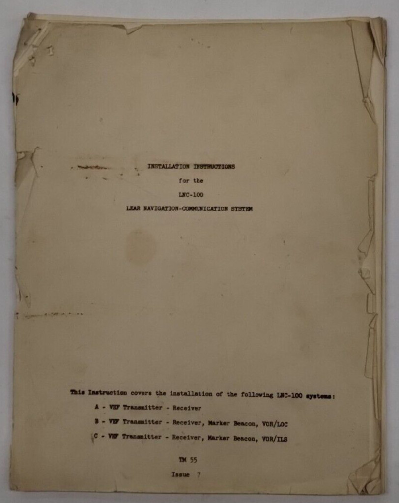 Lear Navigation-Communication System LNC-100 Installation Instructions-Original