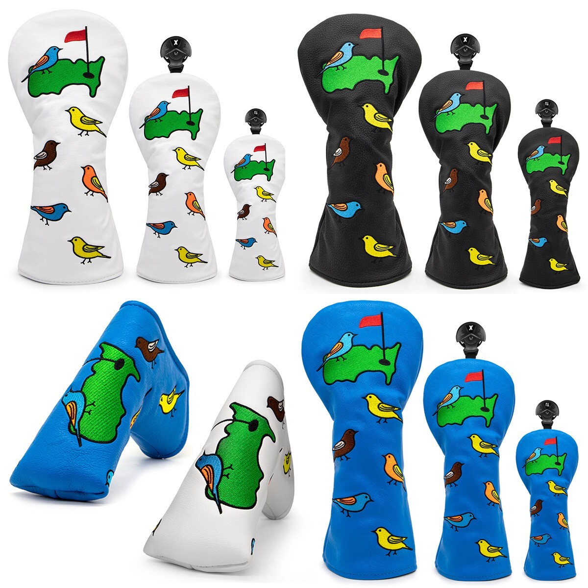 Birdie Green Design Golf Putter Driver Fairway Wood Hybrid Club Headcover 3Color
