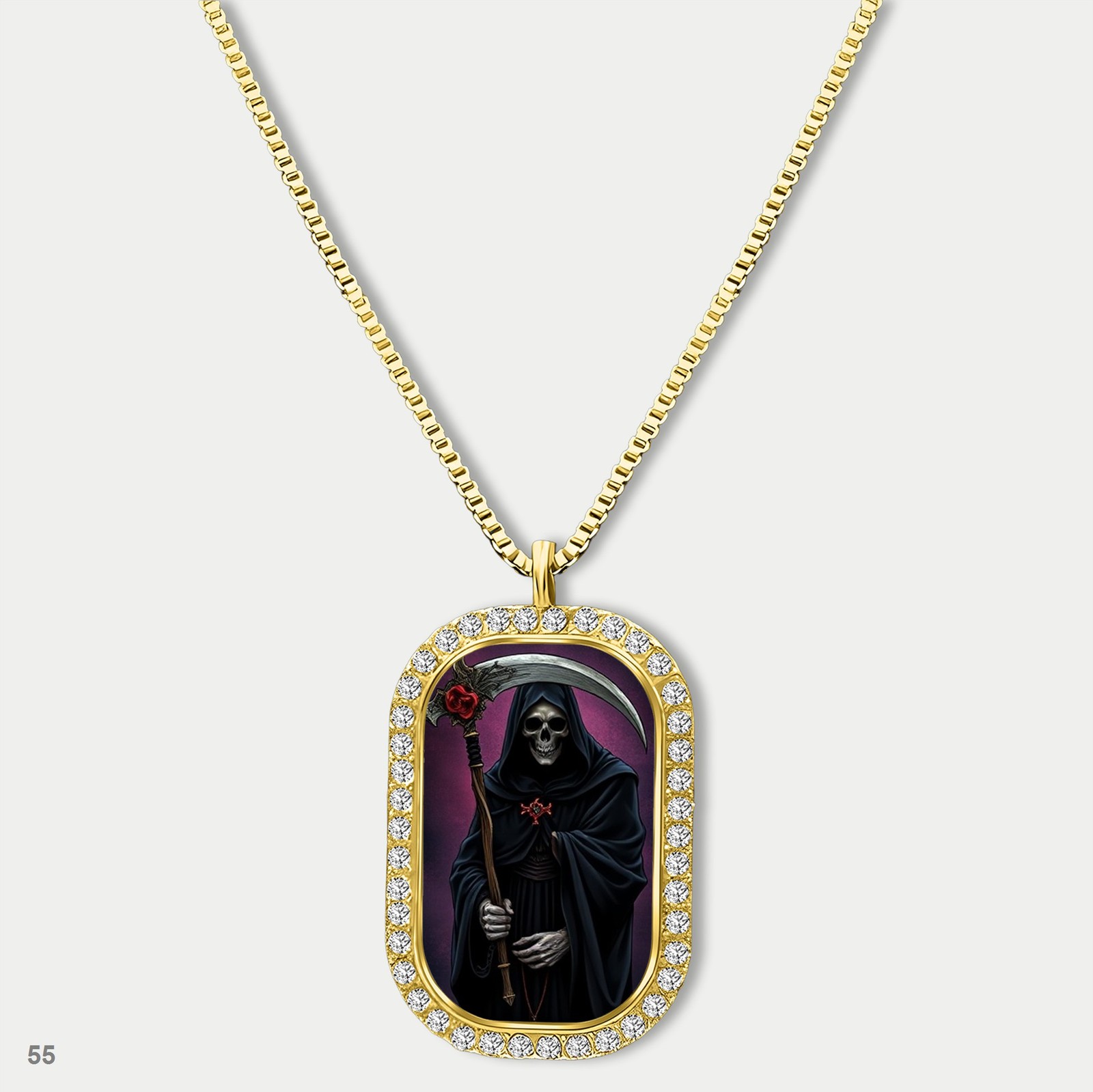 New Death Skull Grim Reaper Fashion Pendant Necklace Chain Image Dog Tag Chain G