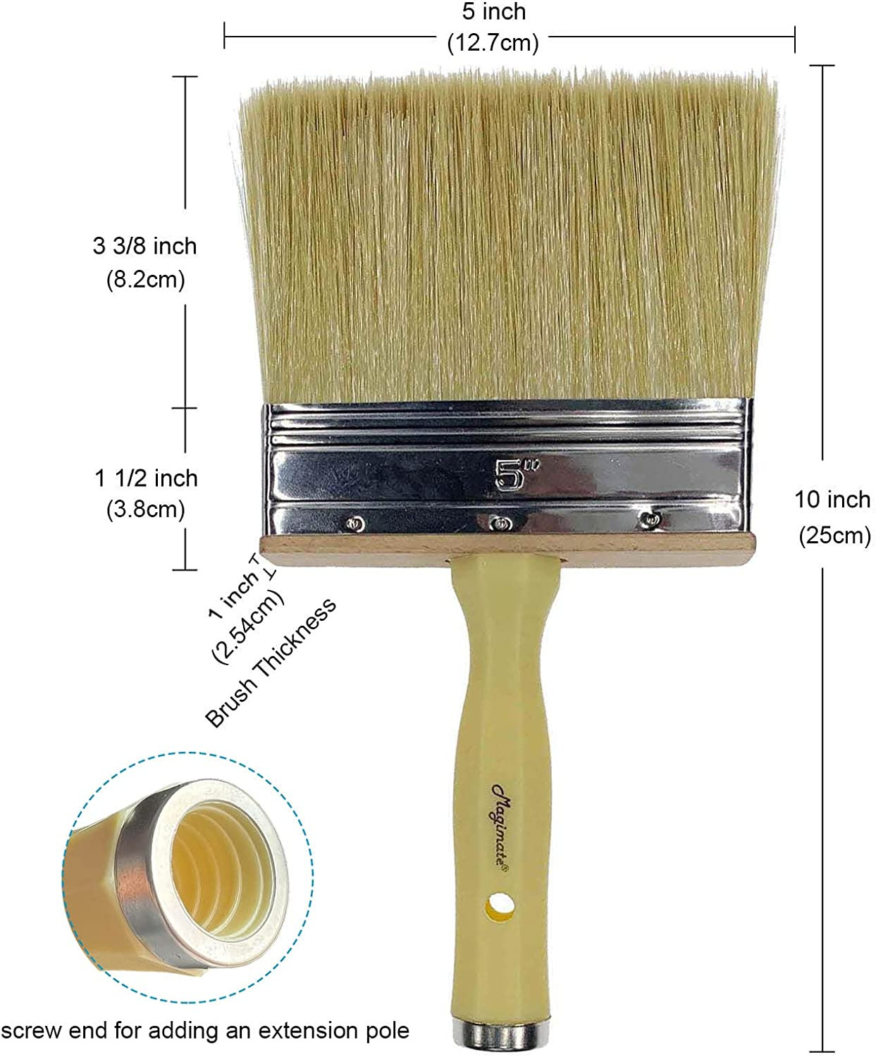 Deck Brush for Applying Stain, 5-inch Paint Brush, Medium Size for Quick Deck...