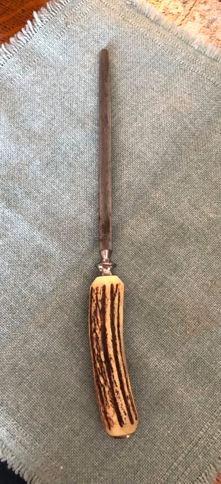 VTG Stag Antler Handle Knife Sharpener Honing Rod Forged Steel Sheffield England