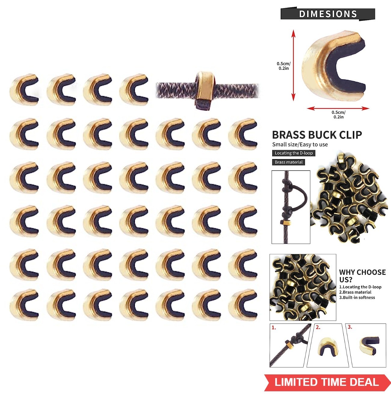 Bow String Nock Points 40 Pack Brass Nylon Archery String Buckle Clip Recurve