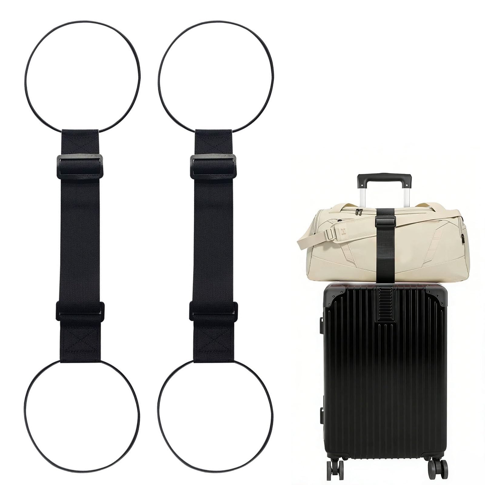 2 Pack Luggage Straps for Suitcases, TSA Approved Adjustable Connector Straps to