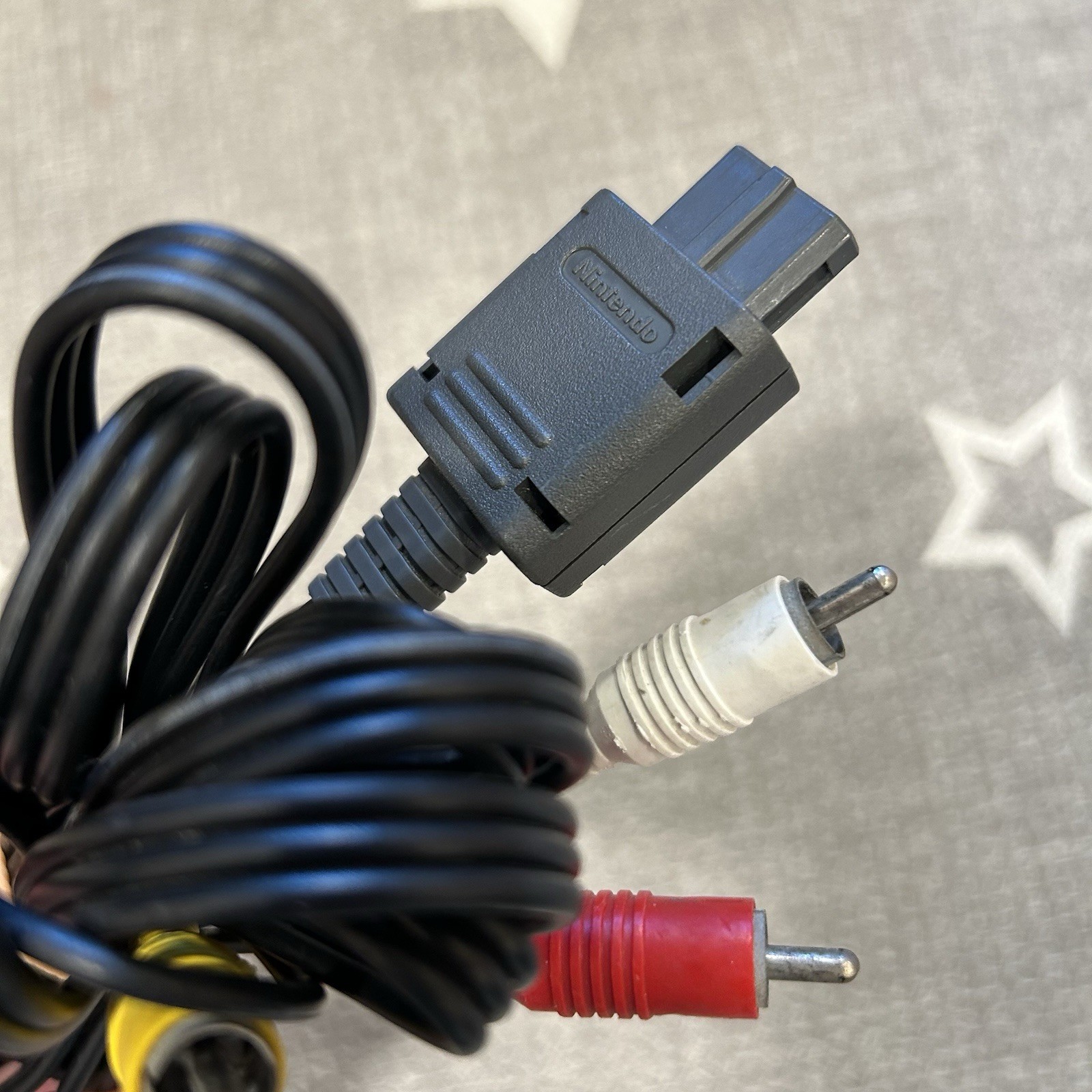 Official Nintendo Composite RCA AV Cable SNES N64 GameCube TESTED WORKING