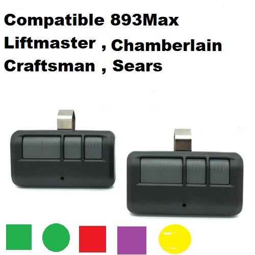 2 Compatible 893MAX 3 Button Liftmaster Visor Remote Control Garage Door Opener