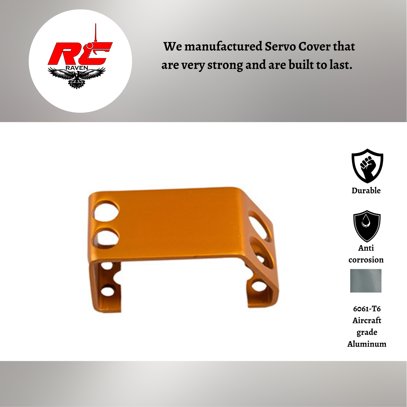 Fits T-Maxx Classic or E-Maxx original Orange Anodized Steering Servo Cover