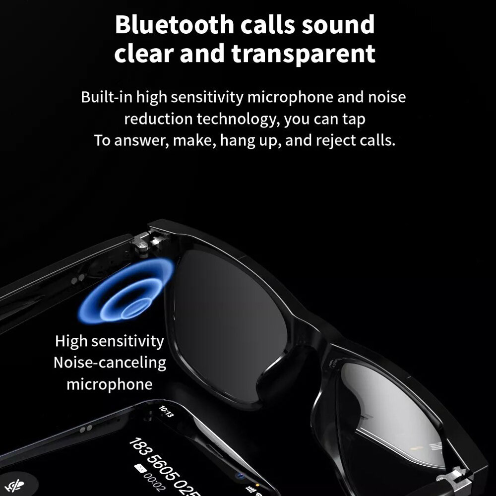 Smart Glasses Bluetooth Audio Sunglasses Stereo Music Call Headset Voice Control