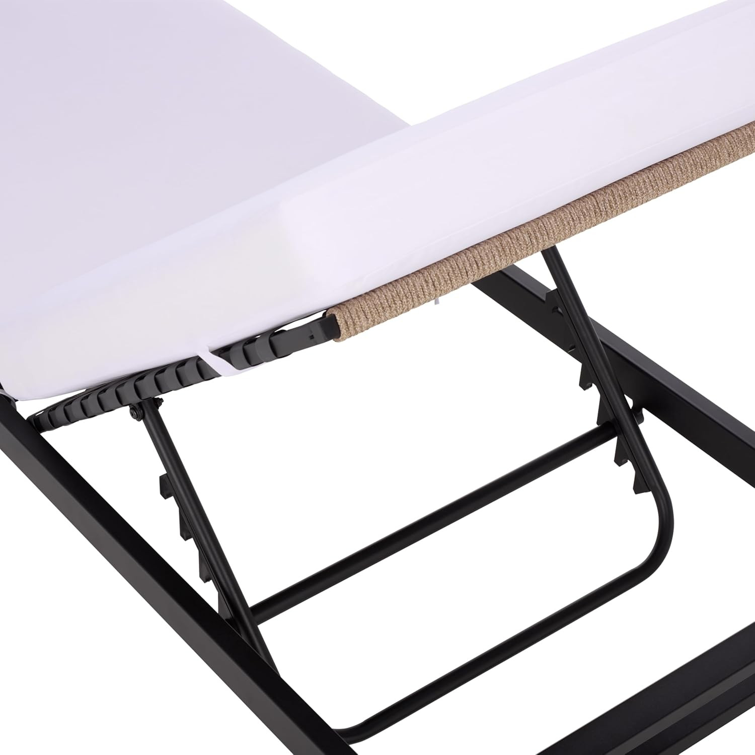 Stylish Black & White Adjustable Outdoor Lounger with Cushion for Patio Relaxati