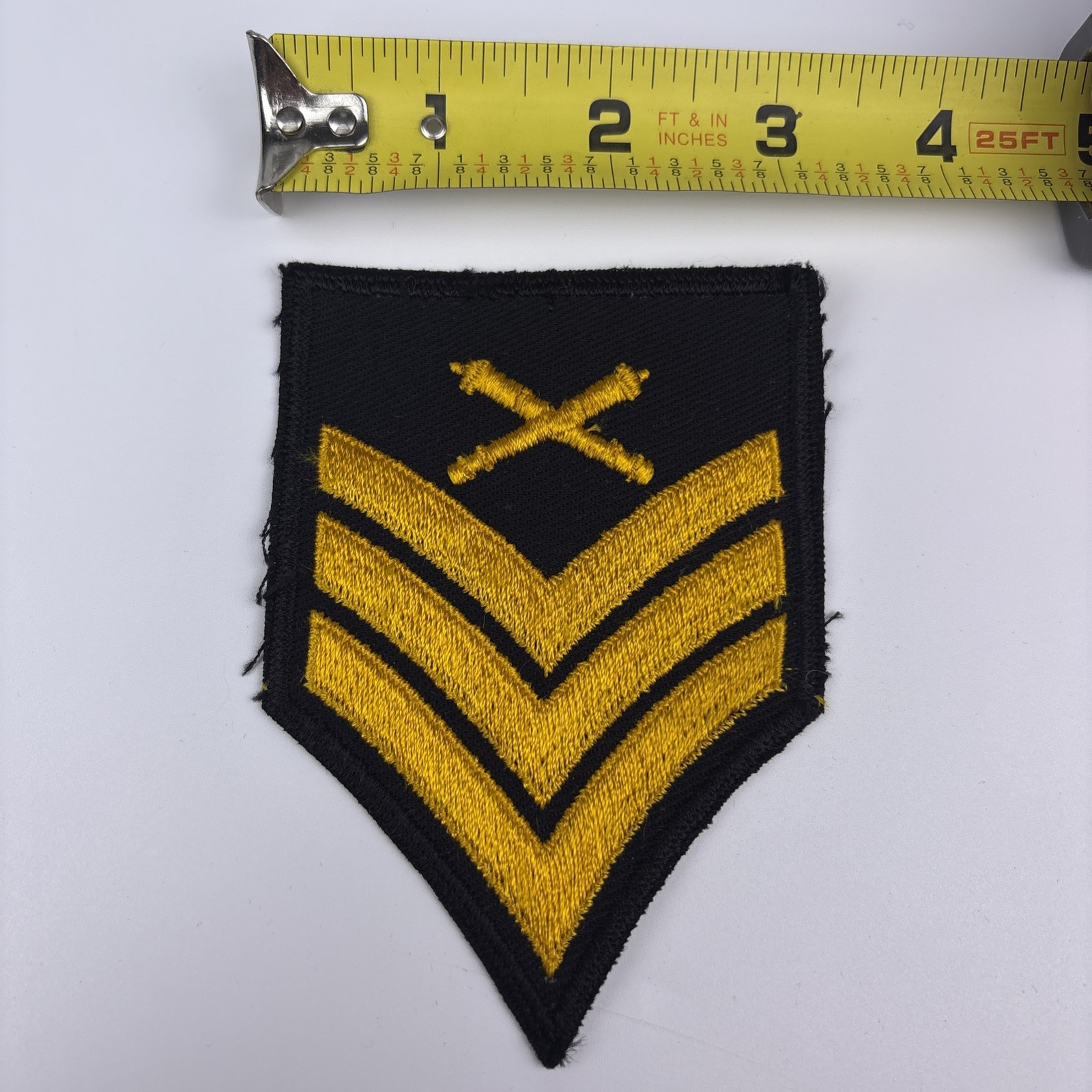 U.S. Military Army Artillery Sergeant Rank Patch Insignia Chevron Cut Gold X1