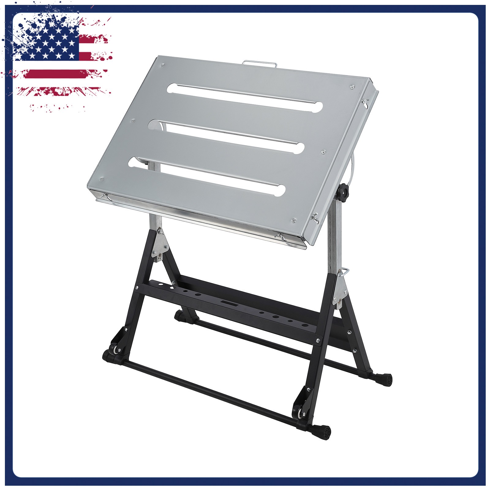 Heavy Duty Collapsible Welding Table Steel Workbench Adjustable Height 1000LBS