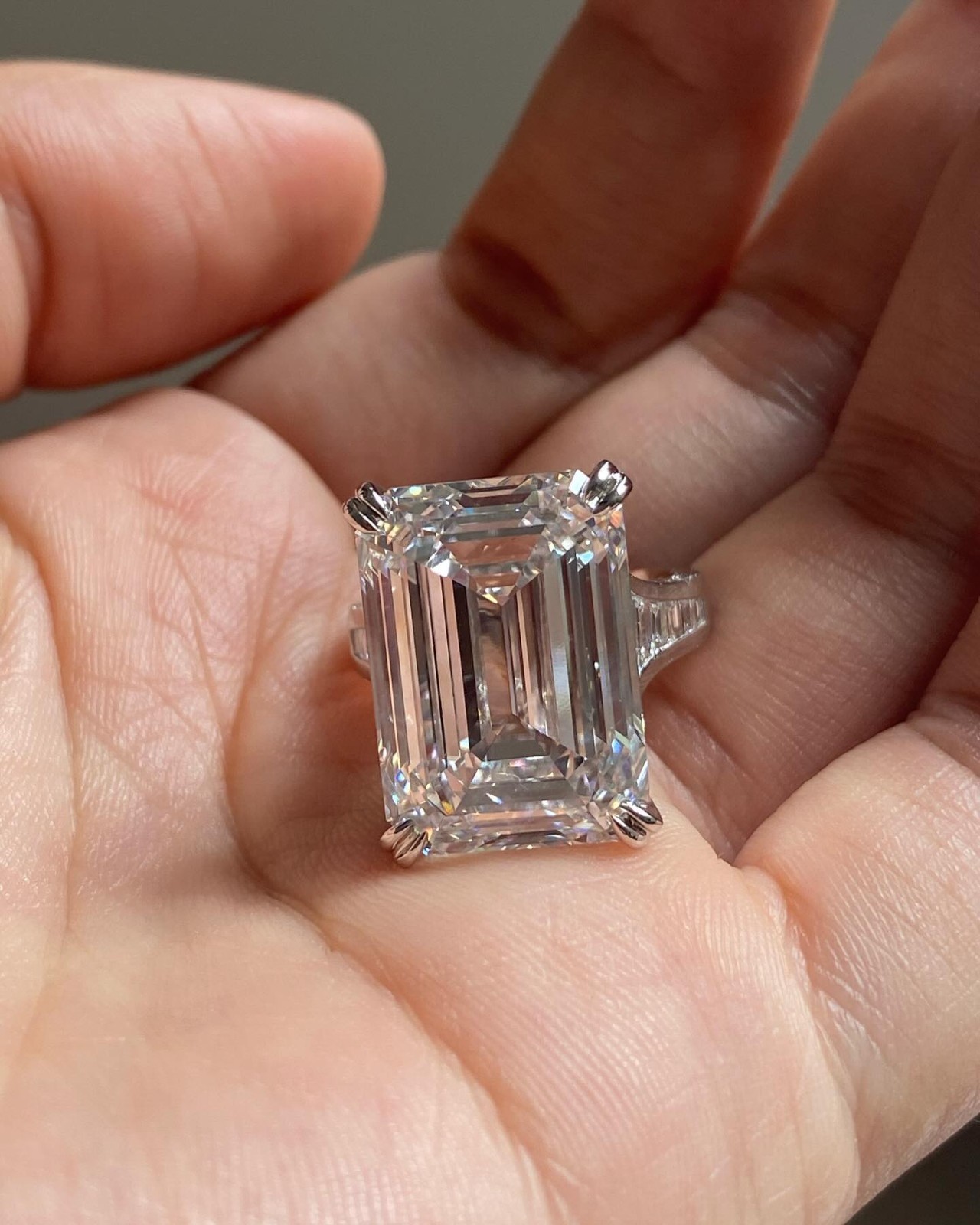 3.5CT Emerald Cut Moissanite Engagement Ring 925 Silver Hidden Halo Promise Gift