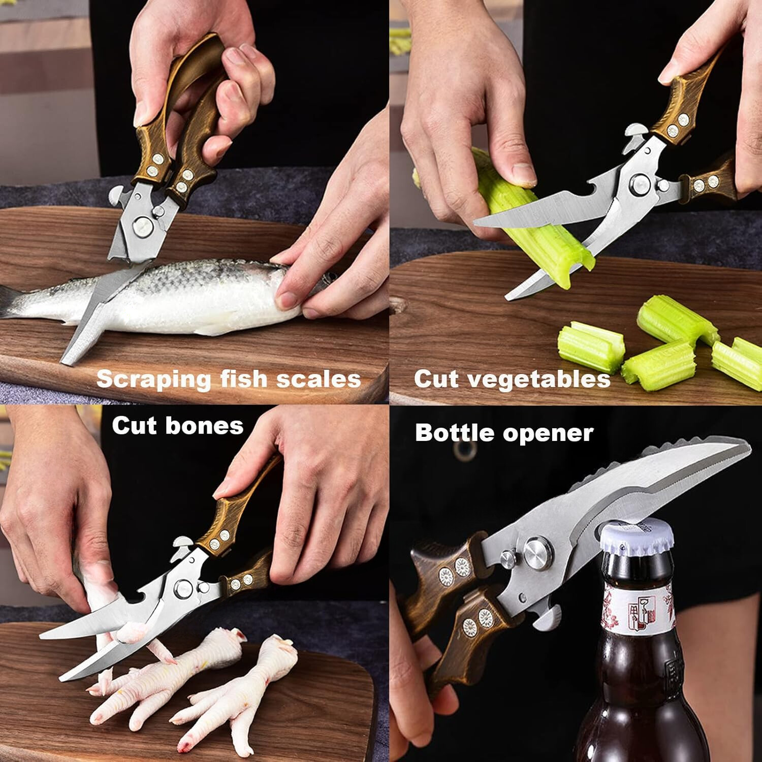 2-Piece Set of Heavy Duty Poultry and Meat Scissors, Cooking Bone Scissors