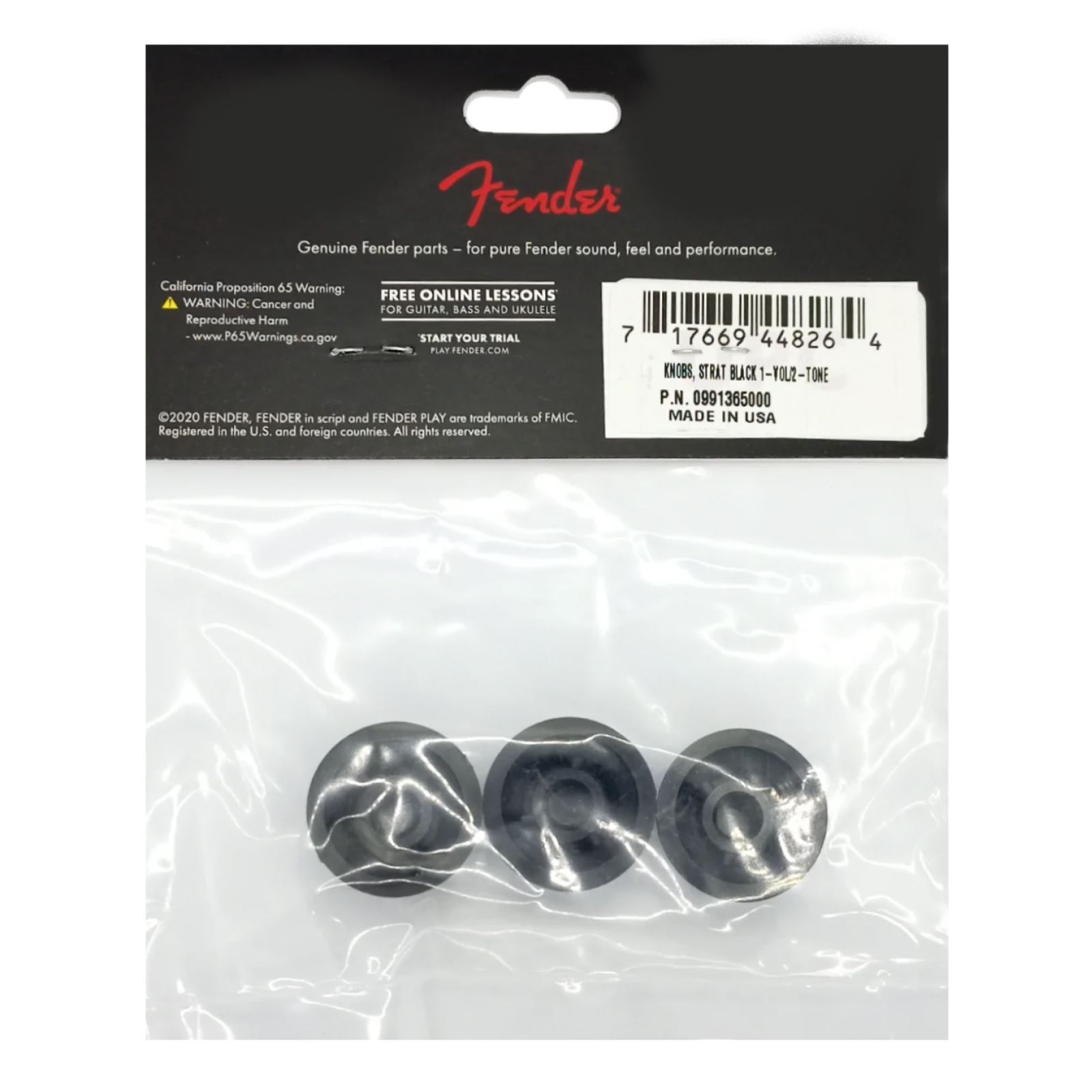 Fender Stratocaster Control Knobs, Set of 3, Black