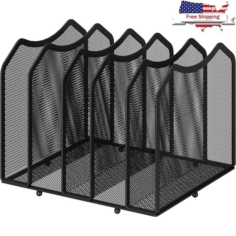 Mesh Desktop File Sorter Organizer 5-Section Bookshelf Office Home Storage New