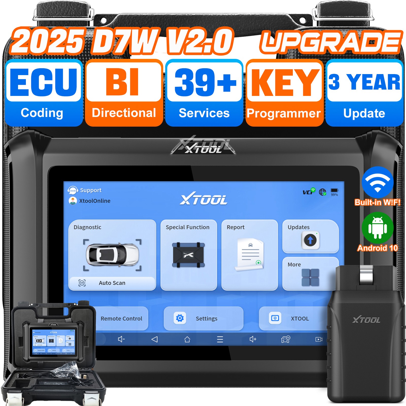 2025 XTOOL D7W V2.0 Wireless Bidirectional Scanner Key Programmer 39+ Services