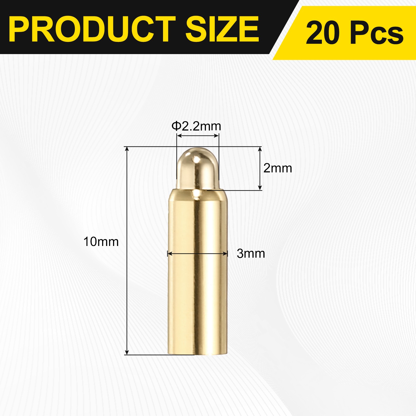 20Pcs 10mm Spring Test Probe Pin, Gold Plated Spring Loaded Thimble Pins