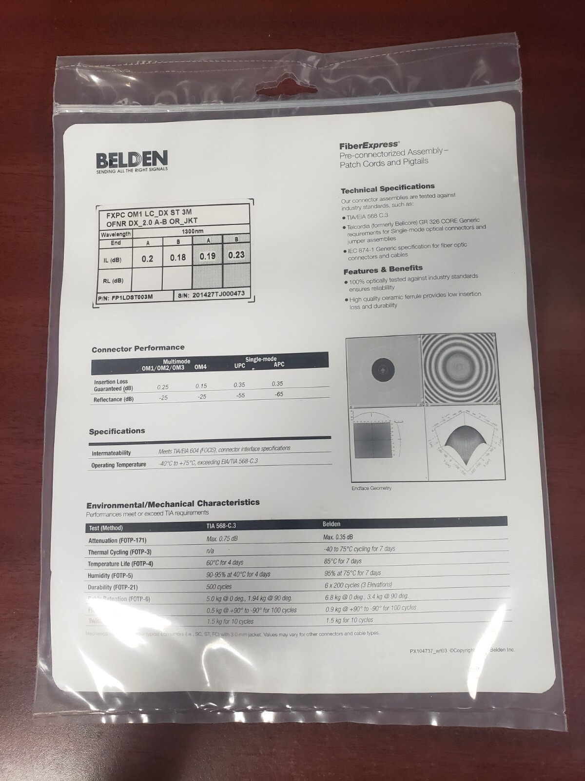 Belden FiberExpress Pre-Connectorized Assembly FP1LDST003M