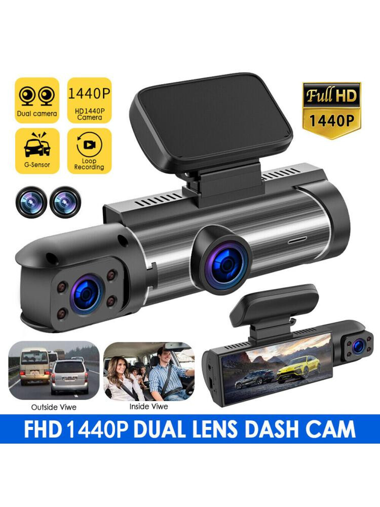 Dual Lens Car Dash Cam DVR Driving Recorder Front Inside Camera 1440P G-sensor