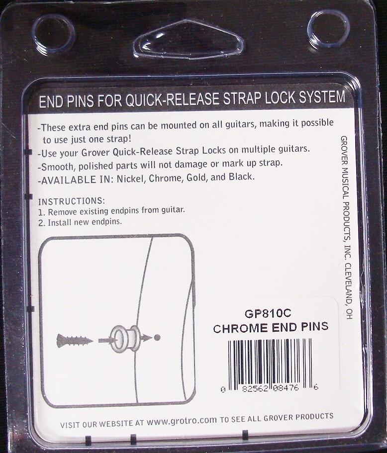 Grover GP810C Strap Lock End Pins, Chrome