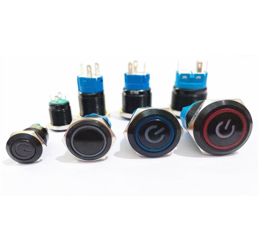 Metal Black Push Button Switch Momentary Latching Waterproof LED Light car Boat