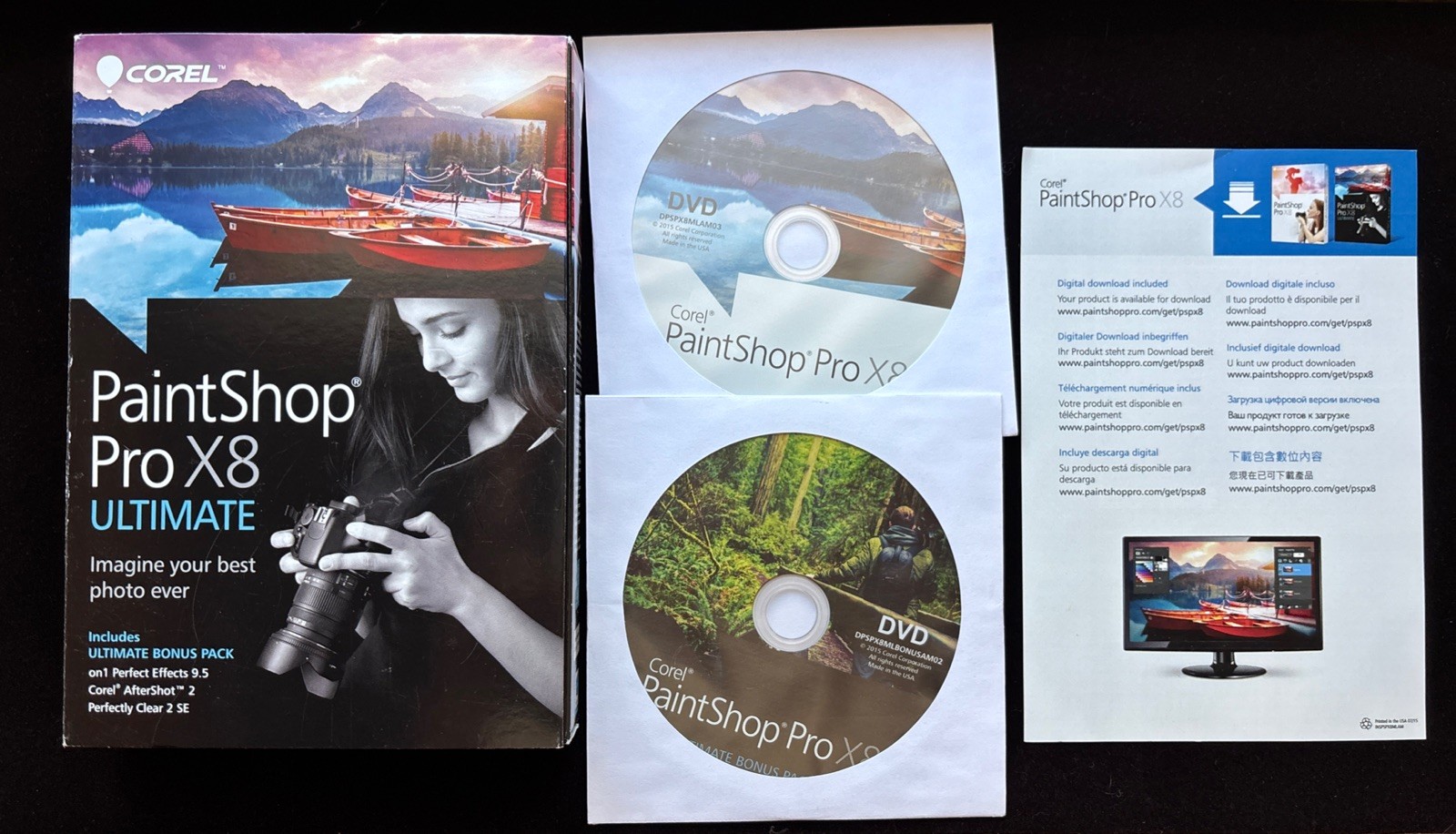 Corel PaintShop Pro X8 Ultimate 2 Disc Photo Software Bonus Pack Windows 10 8