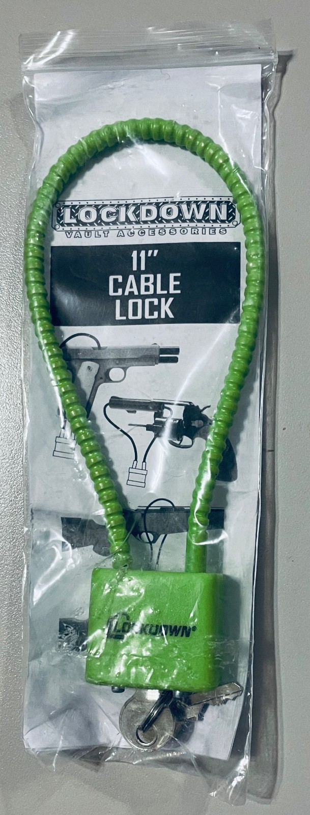 LOCKDOWN 11" REINFORCED CABLE LOCK 2 KEYS FOR MOST HANDGUNS SHOTGUNS RIFLES NEW!