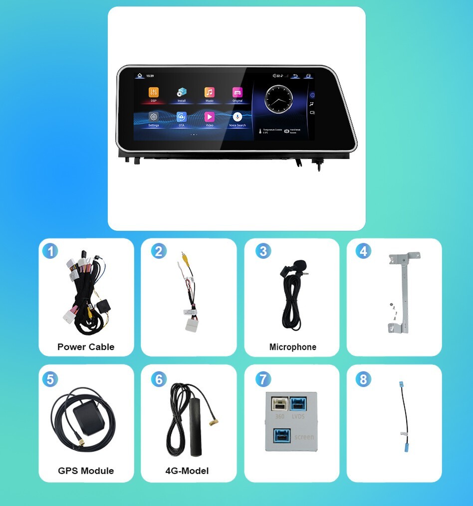 12.3" For Lexus RX 2016-2019 Car Stereo Radio Auto Android Carplay Navi 8+64GB