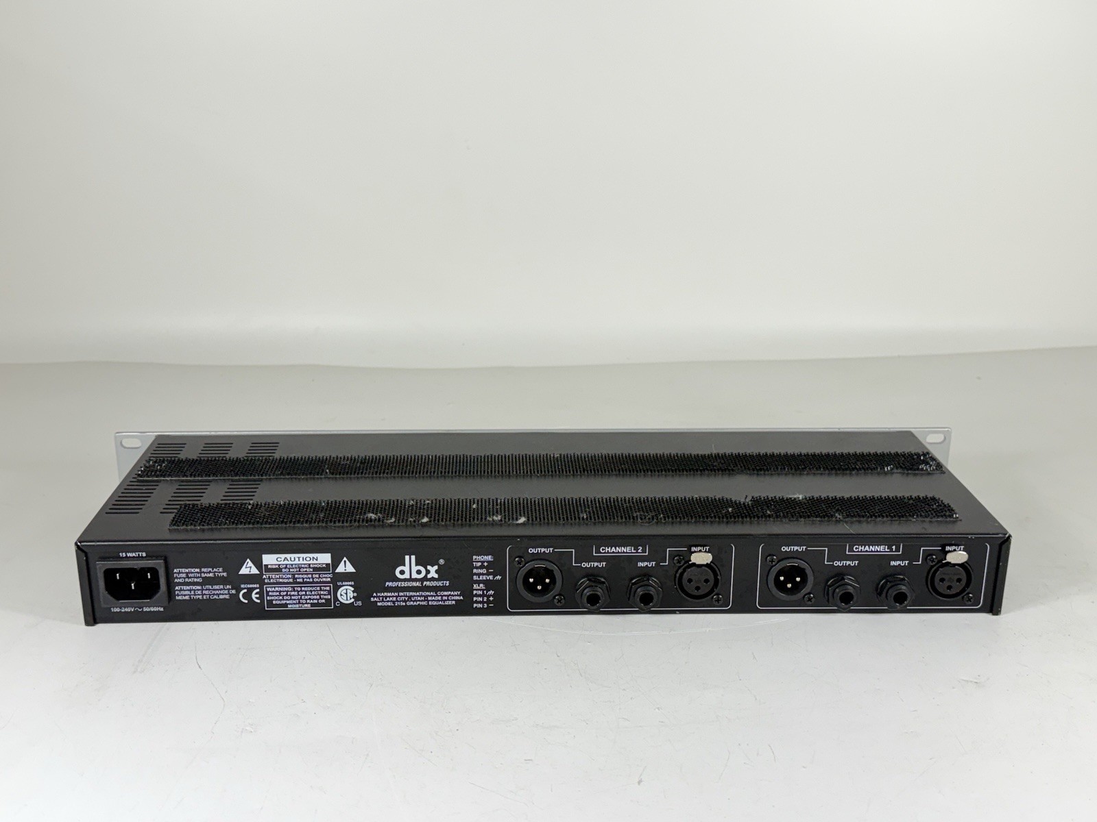 DBX 215S Dual Channel 15-Band Graphics Equalizer with Power Cable - Tested